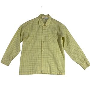 VTG Health-tex 70s Kids Shirt‎ Size 8 Yellow Plaid Long Sleeve Button Up Costume